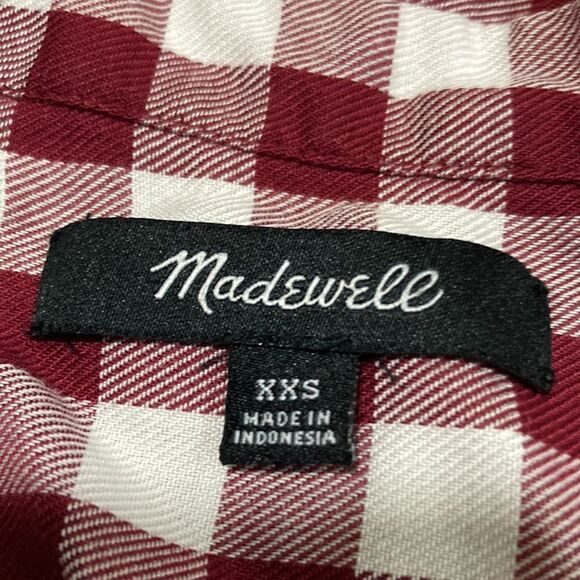 Madewell burgundy and white checked oversized blouse size XXS - Picture 4 of 7